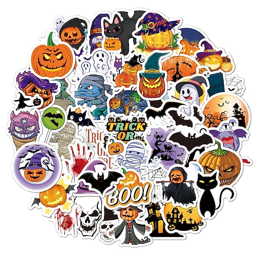 

50pcs Halloween Trick Or Treat Pumpkin Theme Laptop Smartphone Stickers