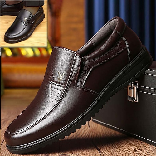 

Herren Loafer Slip On Leder-Loafer Geschäftlich Brautkleider schlicht Täglich Büro Karriere Kunstleder Atmungsaktiv Komfortabel Rutschfest Schwarz Braun Frühling Herbst