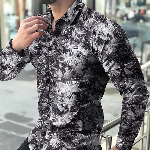 

Herren Hemd Blumen Grafik-Drucke Umlegekragen Gelb Blau Purpur Grau Outdoor Strasse Langarm Bedruckt Bekleidung Modisch Strassenmode Designer Brautkleider schlicht