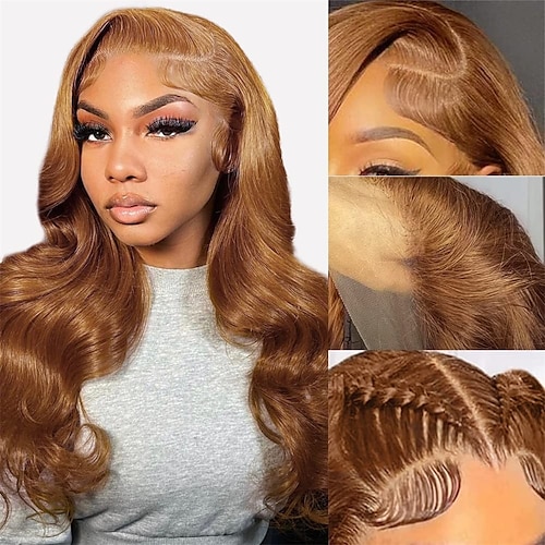 Orange Ginger Brown Lace Front Wigs Human Hair Pre Plucked 150