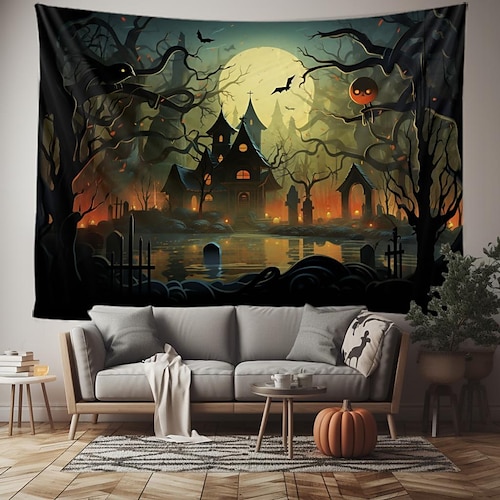 

Halloween-Hängeteppich, Wandkunst, großer Wandteppich, Wanddekoration, Fotografie, Hintergrund, Decke, Vorhang, Zuhause, Schlafzimmer, Wohnzimmer, Dekoration