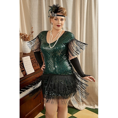 

Retro Vintage Brüllen 20s 1920s Flapper Kleid Kleid Der große Gatsby Damen Pailletten Cosplay Kostüm Karneval Party / Abend Abiball Kleid