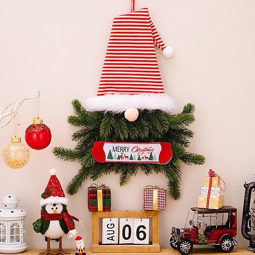 

decorações de natal, pingente de árvore de boneca sem rosto, guirlanda de elfo de natal, suspensão de porta de anão de férias