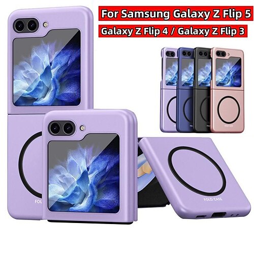 

telefone Capinha Para Samsung Galaxy Z Flip 5 Z Flip 4 Z Flip 3 Caso de Adsorção Magnética Magro Áspero Magnética Retro PC