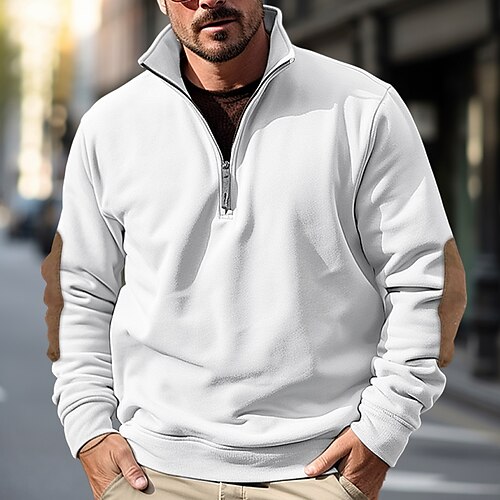 

Men's Sweatshirt Black White Yellow Royal Blue Blue Half Zip Plain Sports Outdoor Daily Holiday Streetwear Basic Casual Spring Fall Clothing Apparel Hoodies Sweatshirts