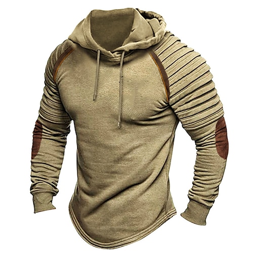 

Herren Hoodie Sweatshirt Kapuze Khaki Mit Kapuze Glatt Patchwork Sport Natur Täglich Festtage Strassenmode Cool Brautkleider schlicht Frühling Herbst Bekleidung Kapuzenpullover Sweatshirts