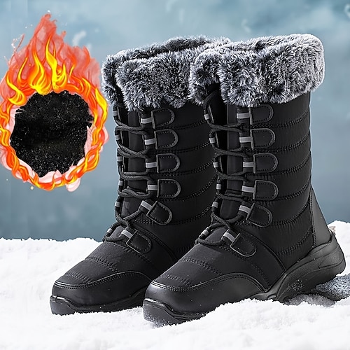 

Damen Stiefel Schneestiefel Übergrössen Winterstiefel Outdoor Täglich Innenfutter aus Fleece Stiefeletten Stiefeletten Winter Flacher Absatz Runde Zehe Brautkleider schlicht Minimalismus PU