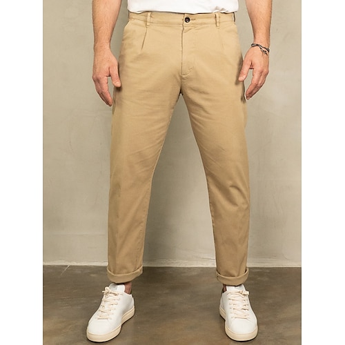 

Herren Hose Hosen Chinesisch Chino Chino Hosen Tasche Glatt Komfort Atmungsaktiv Outdoor Täglich Ausgehen Baumwollmischung Modisch Brautkleider schlicht Schwarz Weiß