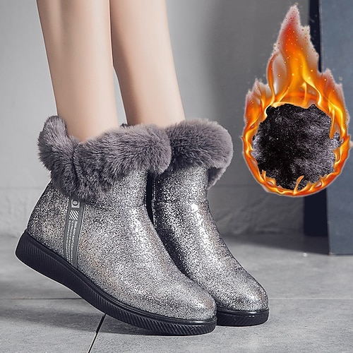 

Damen Stiefel Wildlederschuhe Schneestiefel Übergrössen Outdoor Täglich Innenfutter aus Fleece Stiefel mit mittlerer Wade Winter Perlenstickerei Flacher Absatz Runde Zehe Modisch Elegant Minimalismus