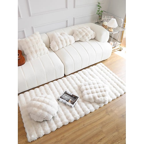 

Tapis peluche, chambre, couverture de chevet, peluche bulle d'air crème, salon, couverture imitation lapin, tapis de sol