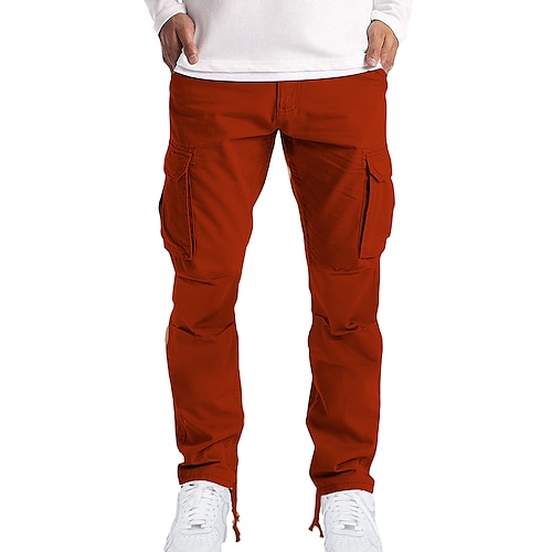 Cargo Pants MOLECULE® 45019 Canvas Zipper Cap Pockets Loose Fit Orange