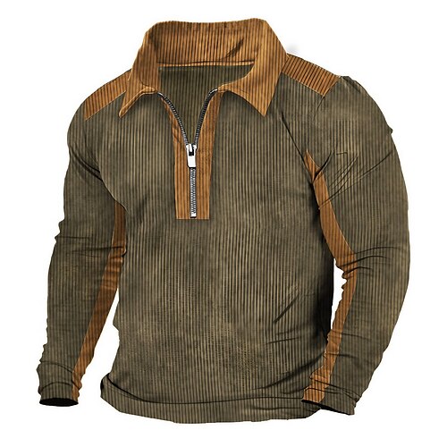 

Herren Sweatshirt Pullover Reißverschluss-Sweatshirt Armeegrün Troyer Halber Reißverschluss Farbblock Patchwork Sport Natur Täglich Festtage Kord Strassenmode Basic Brautkleider schlicht Frühling