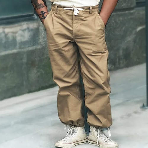 

Herren Hose Hosen Chinesisch Chino Chino Hosen Tasche Gerade geschnitten Glatt Komfort Atmungsaktiv Outdoor Täglich Ausgehen Baumwollmischung Modisch Brautkleider schlicht Khaki