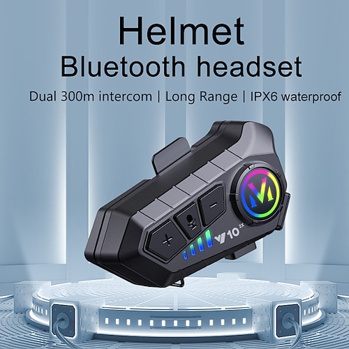 

Bluetooth Motorcycle Helmet Intercom Headset Waterproof Noise Reduction 2 Rider Communication Music Sharing Interphone