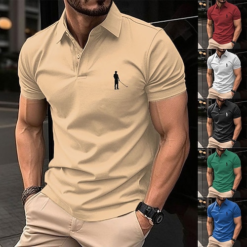 

Herre Revers polo Grafisk polo Button Up Poloer POLO Trøje Bomuld poloshirt Grafiske tryk Golf Aftæpning Sort Hvid Gul Lyserød Rød udendørs Gade Kortærmet Trykt mønster Tøj Sport Mode Gade Designer