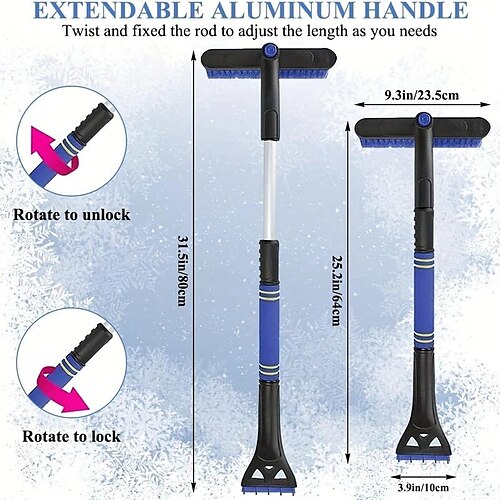 Snow Removal Tools, Ice Scrapers for Car Windshield with Snow Brush,  Extendable Car Ice Scraper with Ergonomic Foam Grip Handle, Retractable  Snow Shovel 2024 - zł 169.25