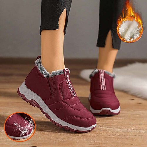 

Damen Turnschuhe Stiefel Schneestiefel Übergrössen Wanderstiefel Outdoor Täglich Innenfutter aus Fleece Stiefeletten Stiefeletten Winter Keilabsatz Runde Zehe Modisch Kuschelig Plüsch Satin Halbschuhe