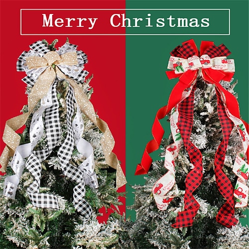 

decoración navideña arco bricolaje cinta vacaciones árbol de navidad decoración superior