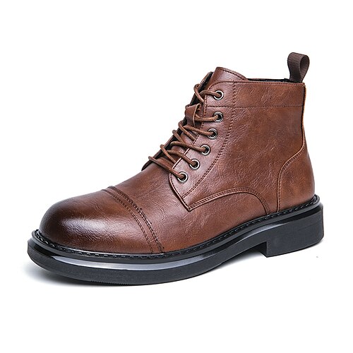 

Homens Botas Sapatos de vestir Sapatas da manta do estilo britânico Tamanhos Grandes Formais Casamento Festas Noite Couro Ecológico Confortável Antiderrapante Preto Marron Outono Inverno