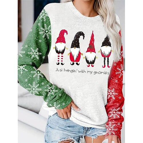 

Mujer Pull-over Sudadera navideña Ropa deportiva Festival Navidad Verde oliva Verde Hierba Verde Claro Árbol de Navidad Copo Gnomo Navidad Casual Escote Redondo Manga Larga Top Microelástico Otoño