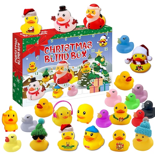 

Jouets de boîte aveugle de Noël, boîte-cadeau de canard jaune de 24 pièces, compte à rebours du calendrier de l'Avent de Noël, cadeau de calendrier de l'Avent d'Halloween