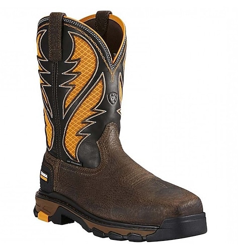 

Homens Botas Botas Cowboy Caminhada Clássico Casual Ao ar livre Diário Couro Sintético Prova-de-Água Confortável Botas Cano Médio Mocassim Preto Marron Verde Outono Inverno