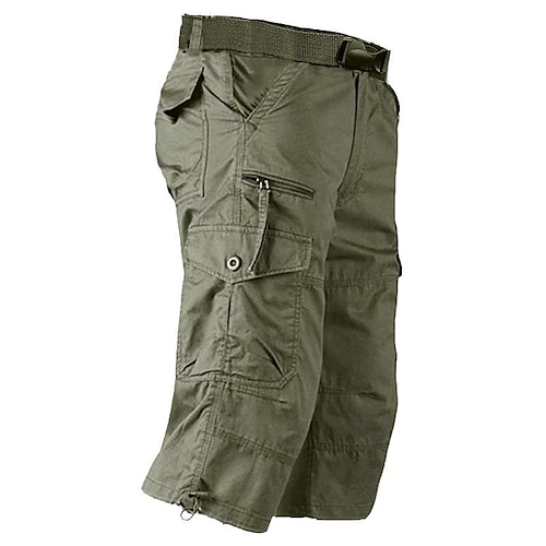 

Men's Cargo Shorts Capri shorts Capri Pants Hiking Shorts Elastic Waist Multi Pocket With Belt Plain Comfort Breathable Calf-Length Daily Sports Streetwear Cotton Cotton Blend Stylish Casual / Sporty