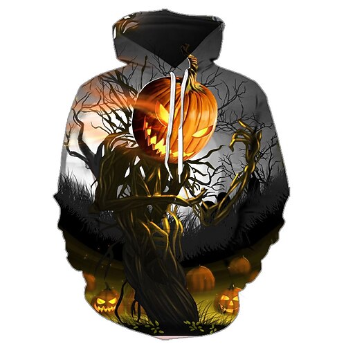 

Halloween Pumpkin Hoodie Print Front Pocket Graphic Hoodie For Men's Women's Unisex Adults' 3D Print 100% Polyester Party Holiday