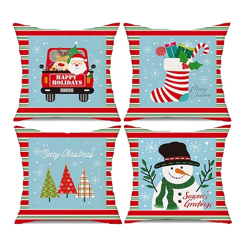 

Christmas Snowman Double Side Pillow Cover 1PC Soft Decorative Square Cushion Case Pillowcase for Bedroom Livingroom Sofa Couch Chair