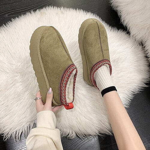 

Women's Boots Snow Boots Winter Boots Daily Fleece Lined Booties Ankle Boots Winter Flat Heel Elegant Casual Minimalism Faux Suede Loafer Solid Color Camel Black Khaki