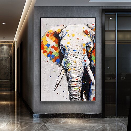 2026年 Mintura 手作り象動物油絵キャンバス壁アート装飾現代抽象画像
