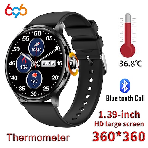 

696 QS80 Montre intelligente 1.39 pouce Smartwatch Montre Connectée Bluetooth Surveillance de la température Podomètre Rappel d'Appel Compatible avec Android iOS Femme Hommes Mode Mains-Libres Rappel