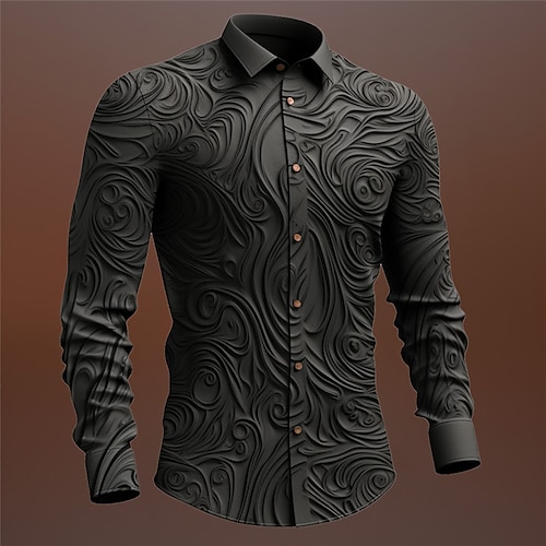 

Totem Vintage Gothic Men's Shirt Outdoor Halloween Street Fall & Winter Turndown Long Sleeve Black Purple Green S M L Shirt