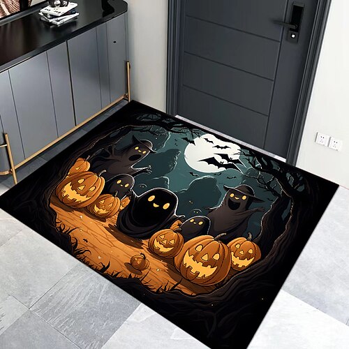 

Halloween Themed Floor Mat, Carpet in Stock, Doormat for Entry, Pumpkin Lantern, Castle Themed Floor Mat, Funny