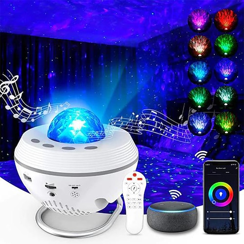 

Projecteur led intelligent d'étoiles et de galaxies, veilleuse ondulée, lumière d'ambiance nébuleuse, lecteur de musique usb, 1 pièce