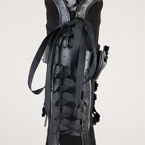  Women's Victorian Gothic Lace-Up Ankle Boots with Bow and Ruffle Trim – Gatsby-Inspired Elegant Boots for Cosplay, Costume Parties, and Vintage Fashion