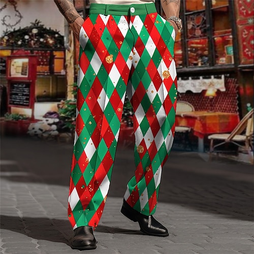 

Рождественские брюки Аргайл деловые повседневные мужские брюки с 3D принтом брюки уличная одежда для работы уродливые рождественские полиэстер красный синий оранжевый s m l высокая эластичность