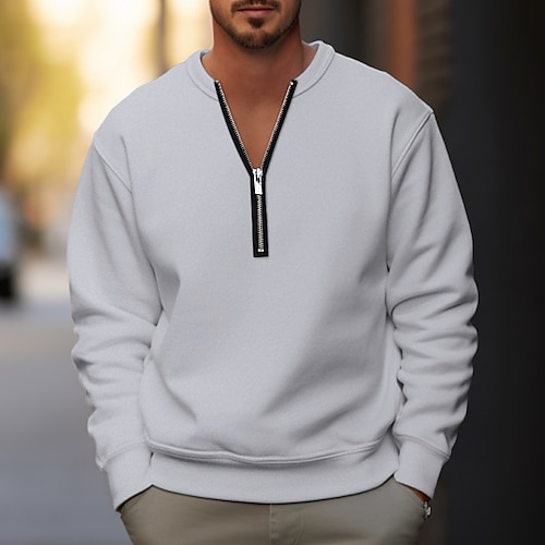 

Herren Reißverschluss-Sweatshirt Schwarz Weiß Grau V Ausschnitt Glatt Sport Natur Täglich Festtage Strassenmode Basic Brautkleider schlicht Frühling Herbst Bekleidung Kapuzenpullover Sweatshirts