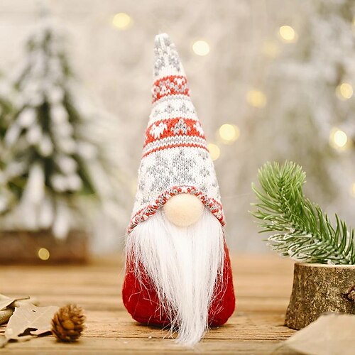 

Ornement de gnome de noël mignon, chapeau en tricot debout, mini père noël avec longue barbe, décoration de maison de vacances pour salle à manger 1 pièce salon