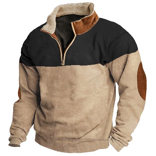 

Hombre Sudadera Sudadera con un cuarto de cremallera Caqui Media cremallera Bloque de color Retazos Deporte Diario Festivos Pana Básico Casual Vellón fino Primavera Otoño Ropa Sudaderas con capucha