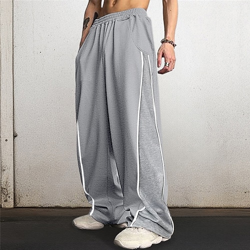 

Homme Joggings Pantalon de survêtement à jambe large Pantalon Poche Taille elastique Plein Confort Respirable Extérieur du quotidien Sortie 100% Coton Mode Décontractées Noir Bleu