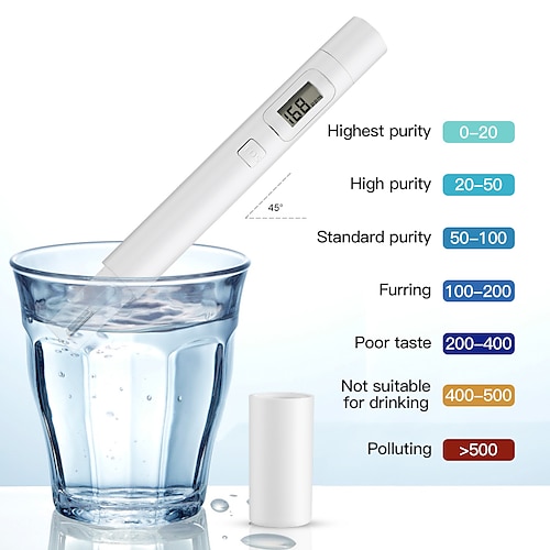 Probador de agua digital tds, pluma de prueba de agua, medidor de análisis de calidad del agua, control de pureza del agua, medición de 0-9999 ppm, probador de dureza