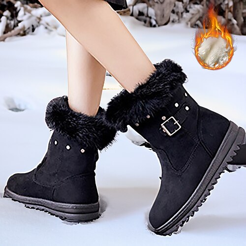 

Damen Stiefel Wildlederschuhe Schneestiefel Übergrössen Outdoor Täglich Innenfutter aus Fleece Stiefeletten Stiefeletten Winter Strass Flacher Absatz Runde Zehe Modisch Elegant Minimalismus