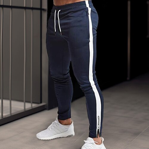 

Homme Joggings Pantalon Jogger Pantalon Zippé Cordon Taille elastique Bloc de couleur Confort Respirable Casual du quotidien Vacances Sportif Mode Noir bleu marine