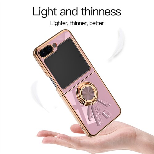 

coque de téléphone pour samsung z flip 5 /4 / 3 coque pare-chocs avec anneau transparent couleur unie tpu pc métal