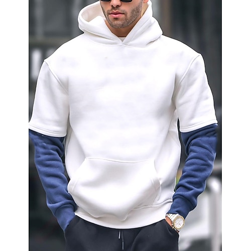 

Men's Hoodie Black White Blue Brown Hooded Color Block Patchwork Sports Outdoor Daily Holiday Streetwear Cool Casual Fall Winter Clothing Apparel Hoodies Sweatshirts