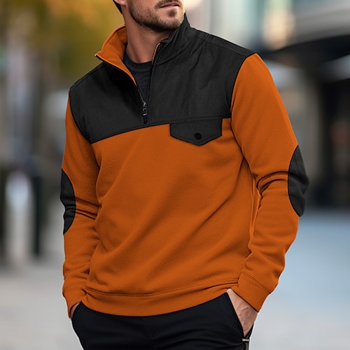 

Hombre Sudadera Sudadera con cremallera Naranja Marrón Verde Trébol Caqui Cuello Mao Bloque de color Deporte Diario Festivos Ropa de calle Básico Casual Primavera Otoño Ropa Sudaderas con capucha