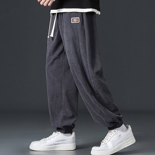 

Men's Sweatpants Joggers Corduroy Pants Trousers Pocket Drawstring Elastic Waist Plain Comfort Breathable Outdoor Daily Going out Fashion Casual Black Dark Gray