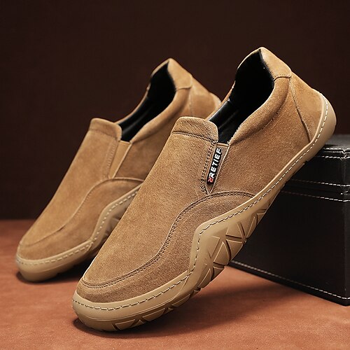 

Hombre Zapatos de taco bajo y Slip-On Zapatos Confort Zapatos de Paseo Casual Deportivo PU Transpirable Mocasín Negro Caqui Gris Otoño