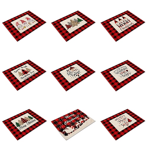 

Red Christmas Meal Mat Nordic Style Household Cup Mat Insulated Bowl and Plate Mat Hollowed out Western Meal Mat Cross Border Table Mat